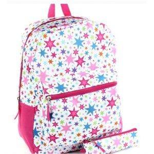 Girls Pink Stars Backpack w/Pencil Case Set.16"